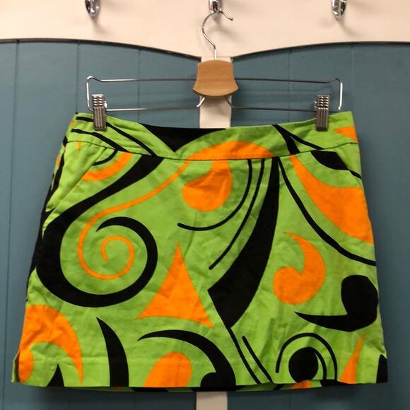 Loudmouth‎ Women's Green Orange Black Key West Angry Birdies Skort Size 8 - Picture 1 of 8